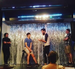 Matt performing with his improv team Jazzercise at Bunga's Den.